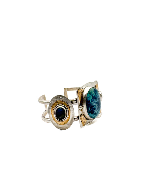 Cuff with Square and Mixed Glazes with Labradorite