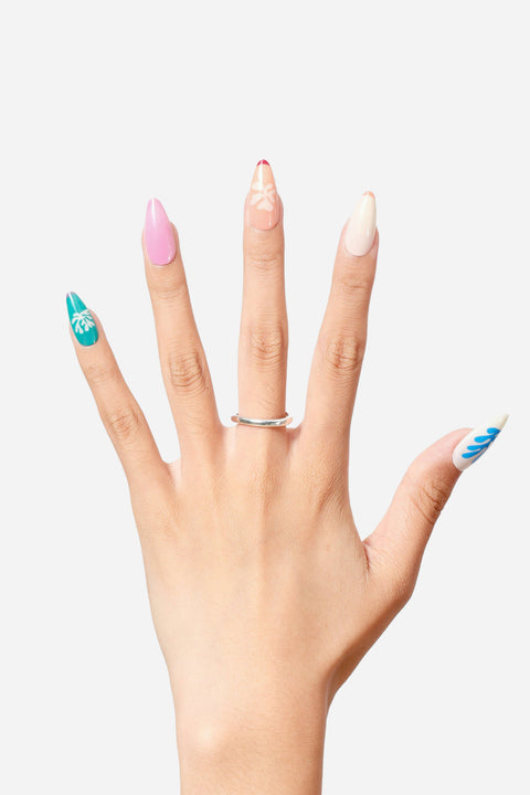 HENRI MATISSE SNOW FLOWERS -  ALMOND PRESS-ON NAILS