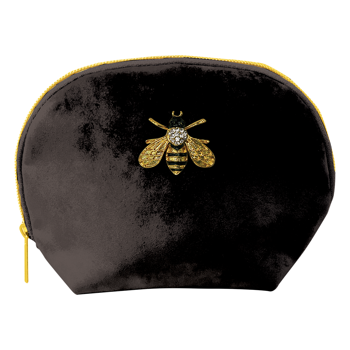 Velvet Black Clamshell with Brooch Bee