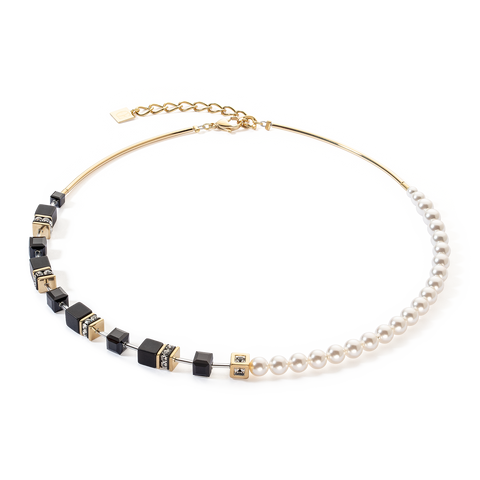 Precious Fusion Pearl Necklace Black and Gold