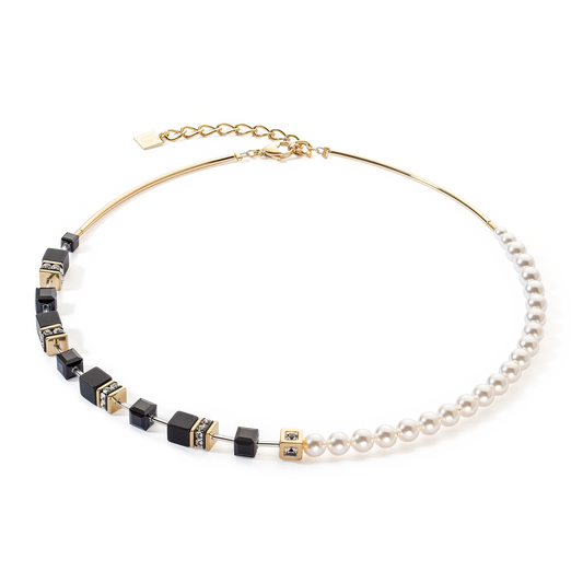 Precious Fusion Pearl Necklace Black and Gold