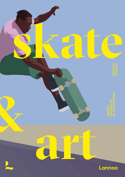 Book cover with a skateboarder and the text 'skate & art' on a blue background
