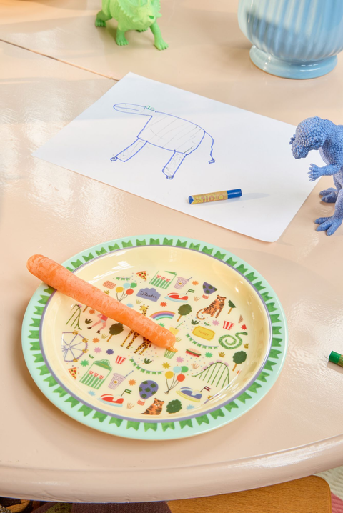 Melamine Kids Plate - Fun Fair Mint Print