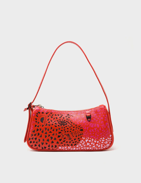 Lucas Hobo Mini Poppy Red Handbag - Retro Tiger Embroidery