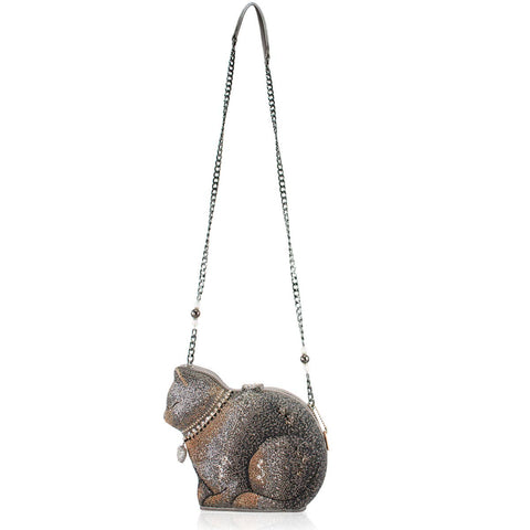 Couture Cat Beaded Feline Crossbody Bag