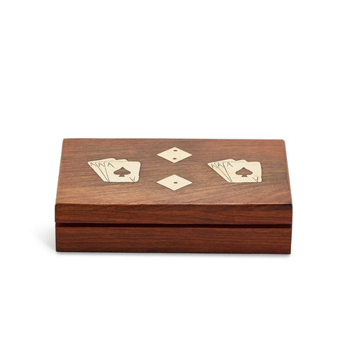 Wood Crafted Playing Card and Dice Game Set