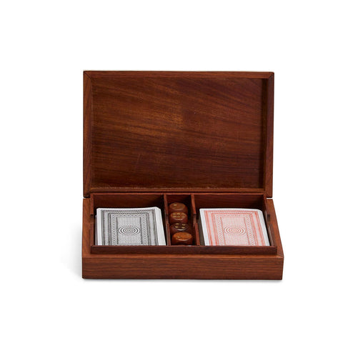 Wood Crafted Playing Card and Dice Game Set