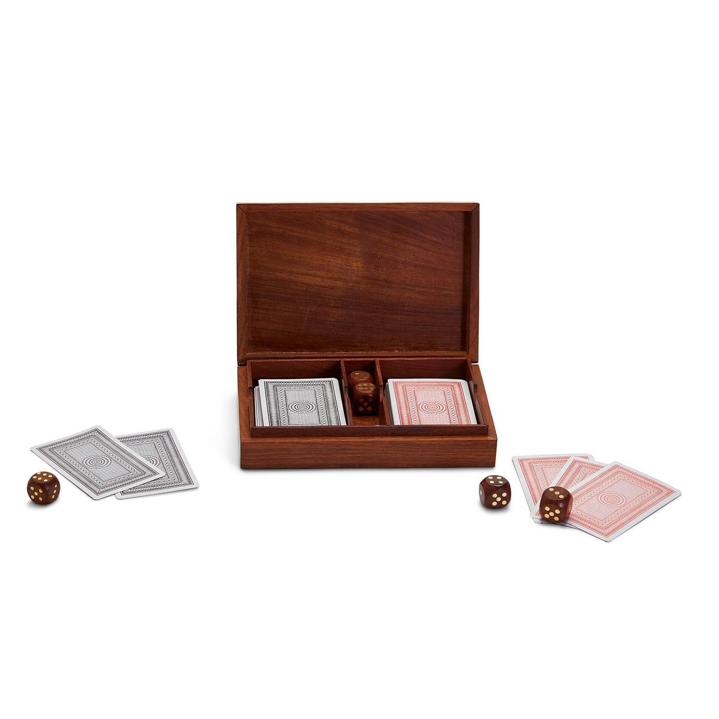 Wood Crafted Playing Card and Dice Game Set