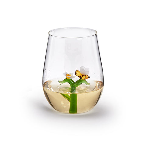 Bee Stemless Wine Glass