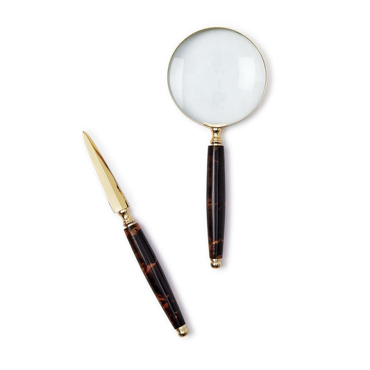 Tortoise Magnifier and Letter Opener Set