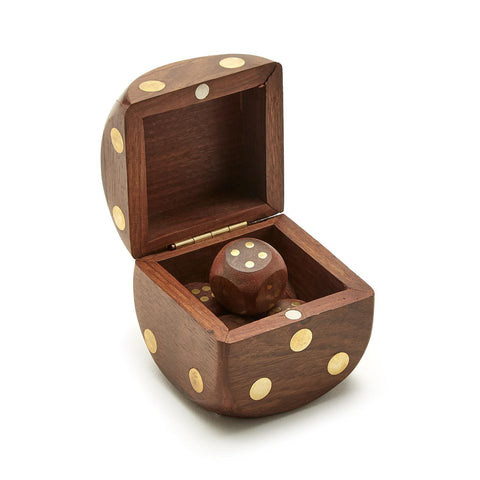 Wooden Dice Box w/ 6 Dice