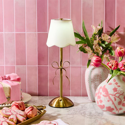 Portable Cordless Gold Bow Lamp - Mint Museum Store