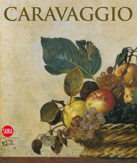 Book cover featuring a still life painting of fruits and leaves with 'Caravaggio' branding.