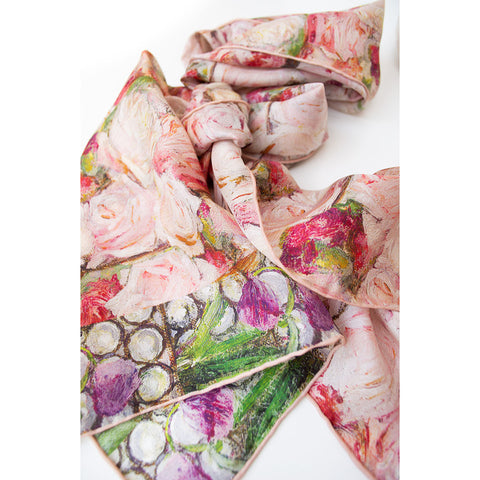 Gather Ye Rosebuds Habotai Scarf