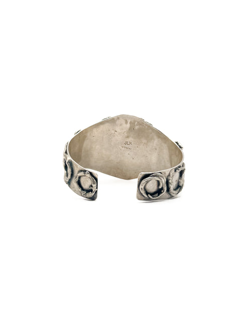 Cuff with Turquoise Stones, Labradorite and Sculpted Circles