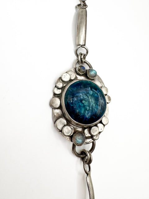 Bar Link Mixed Blues with Labradorite Bracelet