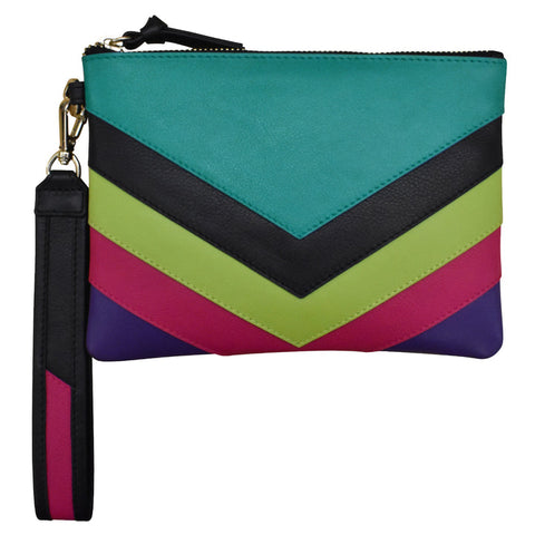 Multicolor Top Zip Wristlet