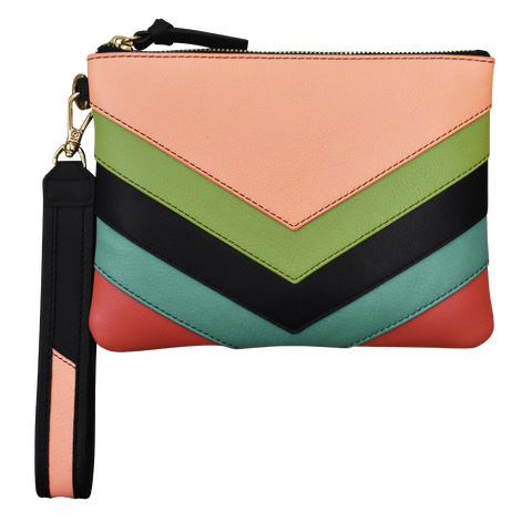 Multicolor Top Zip Wristlet