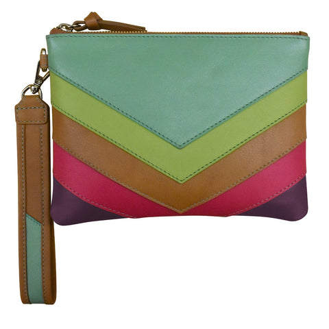 Multicolor Top Zip Wristlet