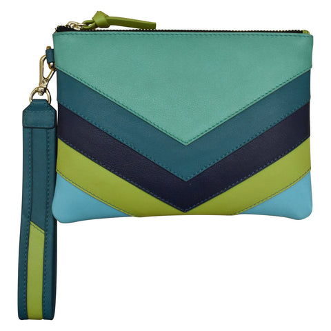 Multicolor Top Zip Wristlet