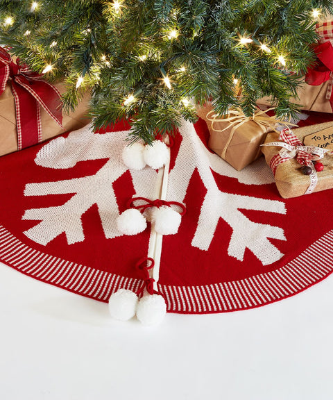 Snowflake Red and White Tree Skirt