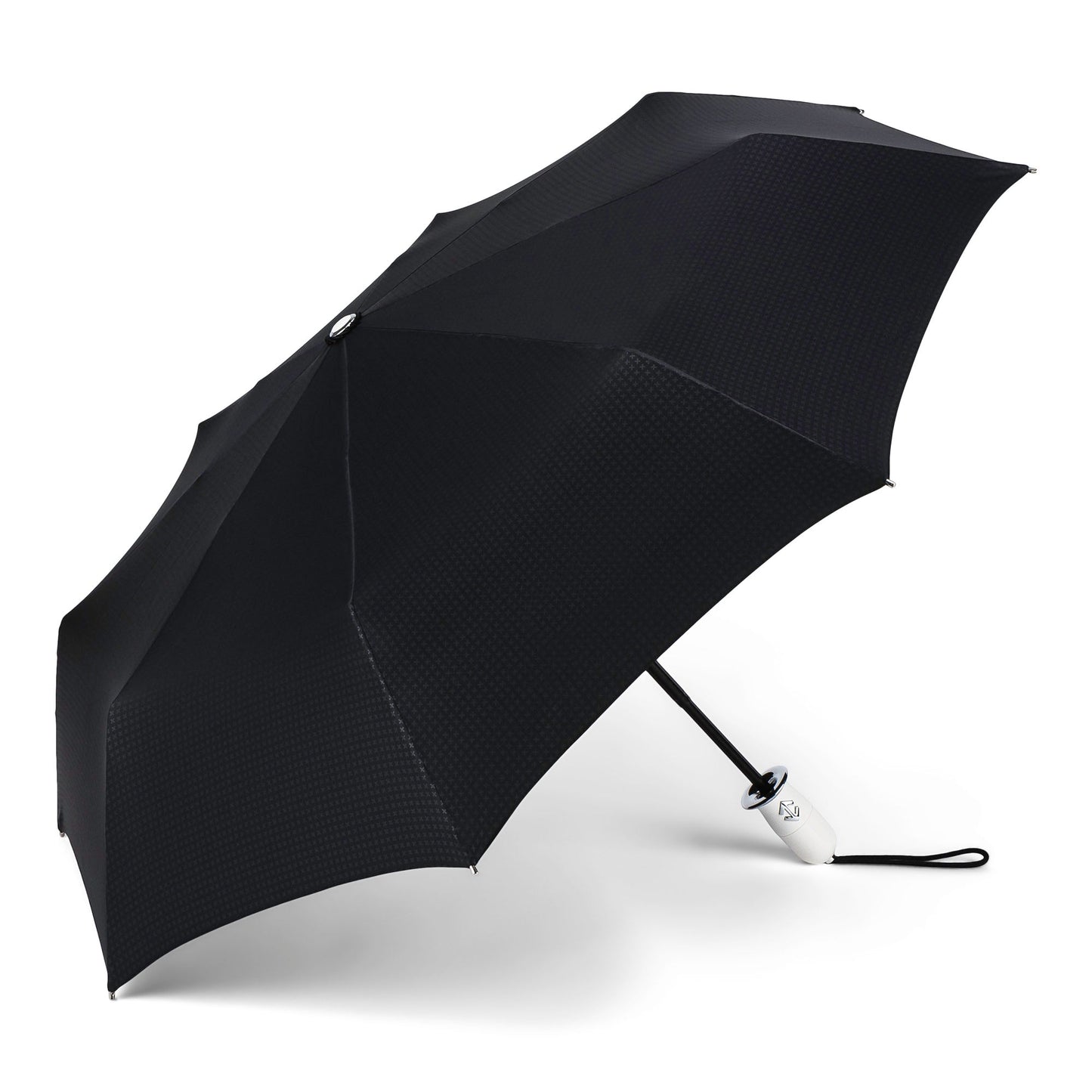 Sleek Black and Silver Compact Umbrella