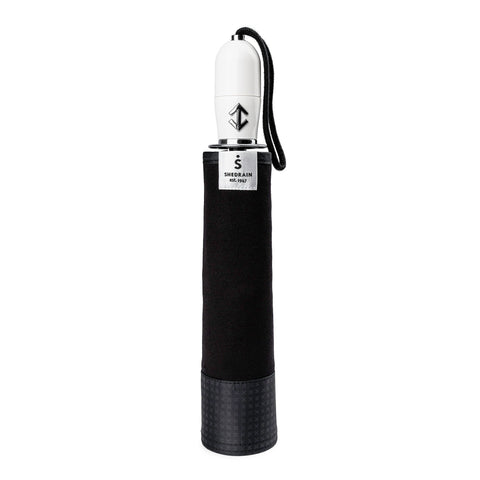 Sleek Black and Silver Compact Umbrella