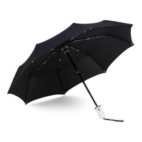 Sleek Black and Silver Compact Umbrella