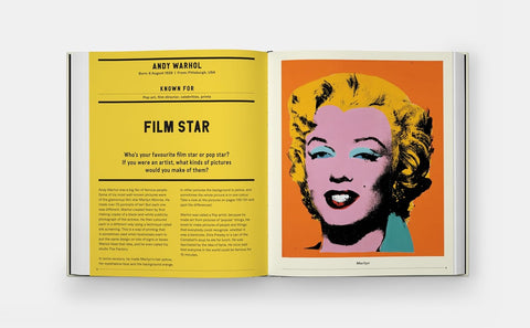 Book with Andy Warhol description and illustration. 