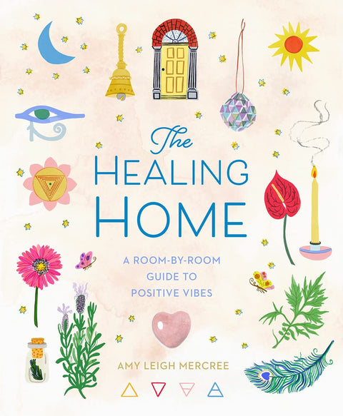 Book cover of 'The Healing Home' with illustrations and text on a light background
