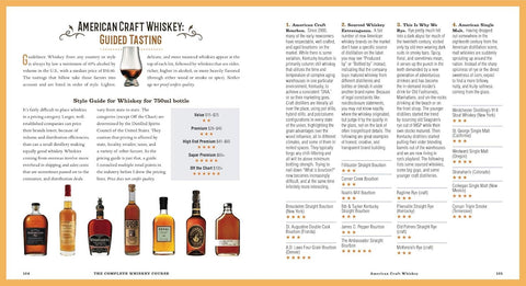 American Craft Whiskey Guided Tasting guide with whiskey bottles and text on a white background