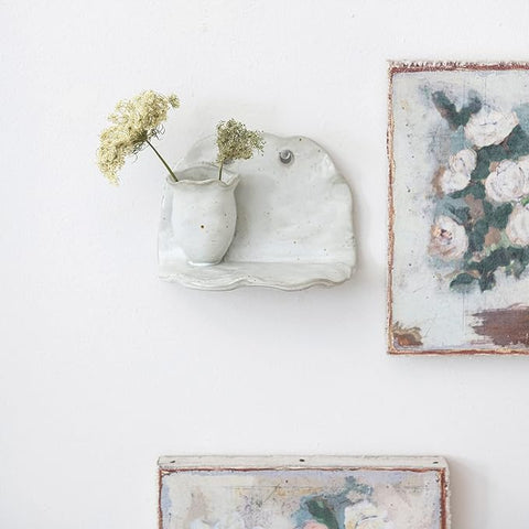 Stoneware Wall Shelf with Vase