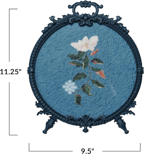Pewter Photo Frame with Hand Painted Flowers