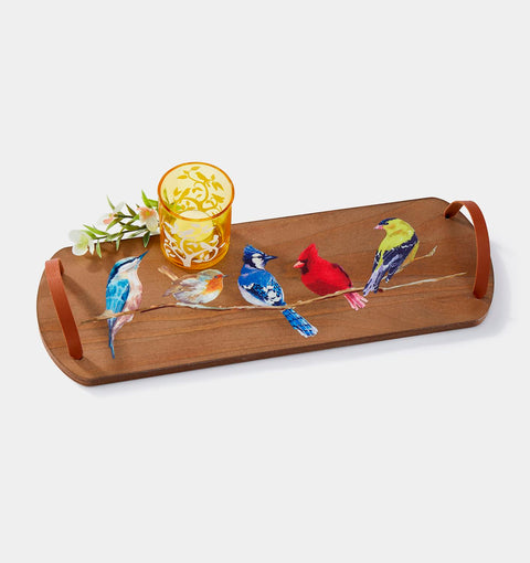 Firwood Bird Tray with Leather Handle