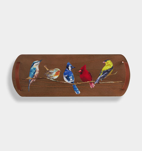 Firwood Bird Tray with Leather Handle