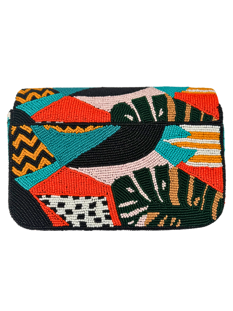 All Beaded Multi Color Box Bag Clutch