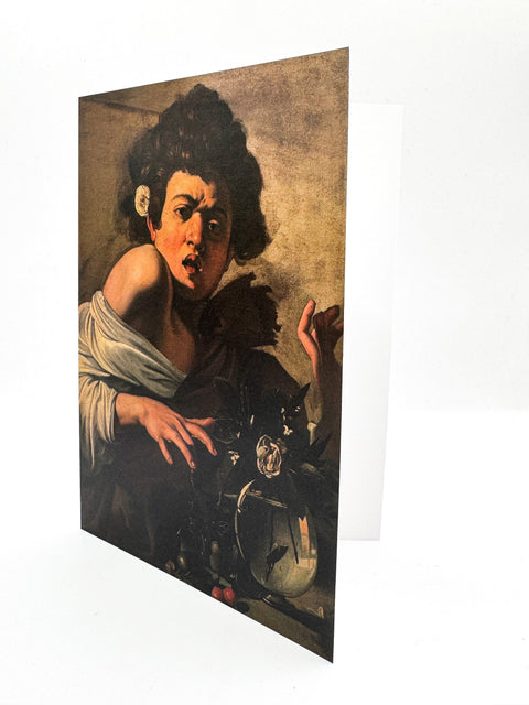 5x7 Notecard Boy Bitten by Lizard