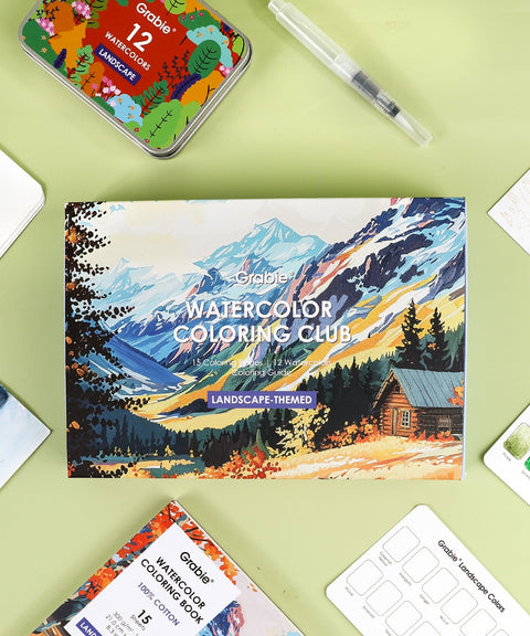 Watercolor Coloring Club Box Landscape