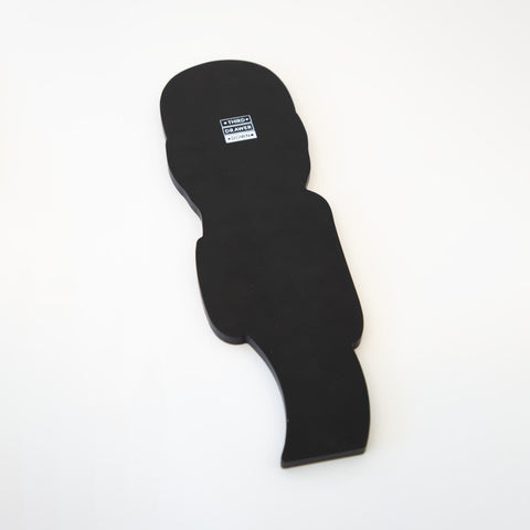 Back of the mirror with a brand label on a white background