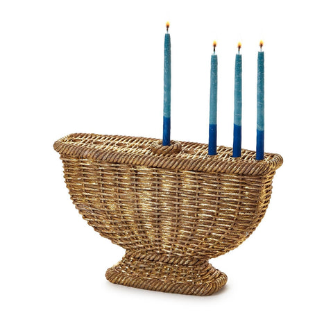 Basket Weave Gold Leaf Menorah