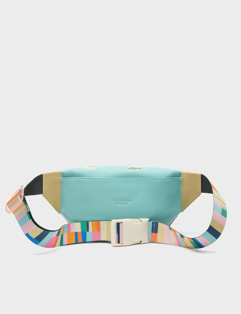 Colorful belt bag with a pattern on a white background