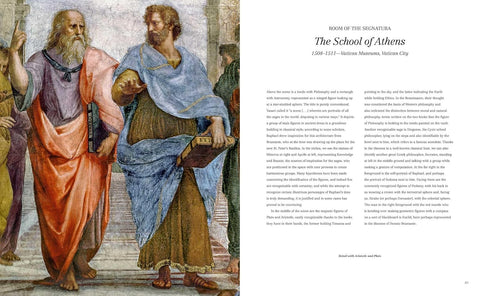 Mosaic of classical figures with text on the right side