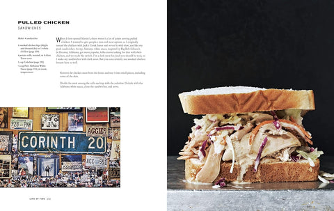 Sandwich with pulled chicken recipe on a dark background