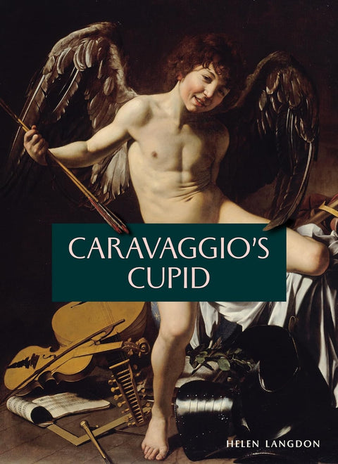 Book cover with artistic depiction of Cupid by Caravaggio with a dark background