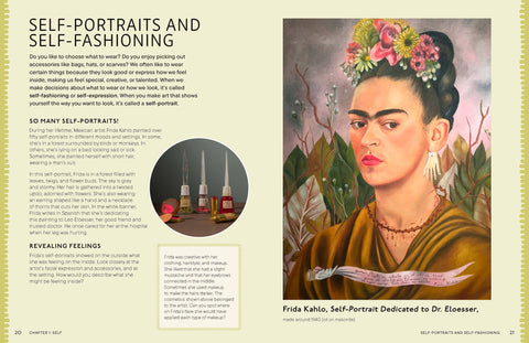 Frida Kahlo self-portrait with text on self-portraits and self-fashioning