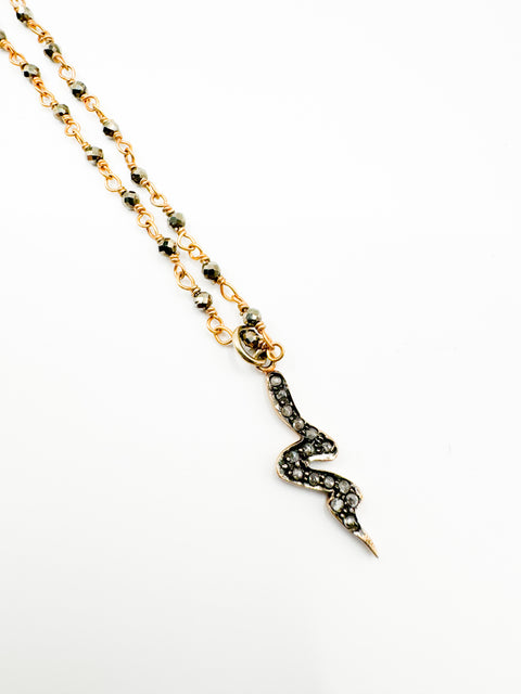 Diamond Hematite Gold Vermeil Snake