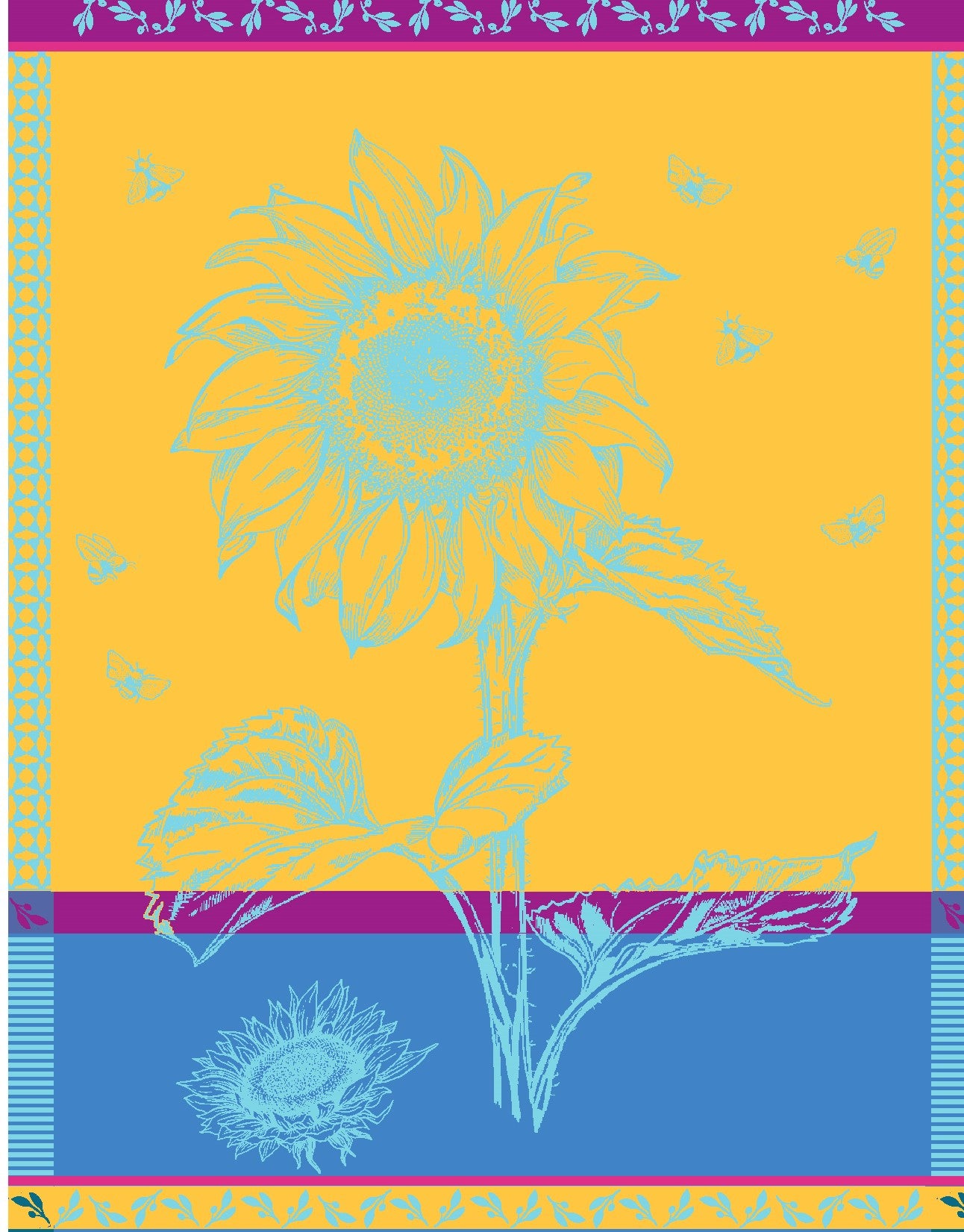 Turquoise Sunflower Tea Towel