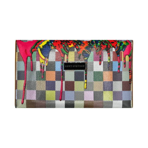 Checker Drip Crossbody Clutch Bag - Handmade in USA