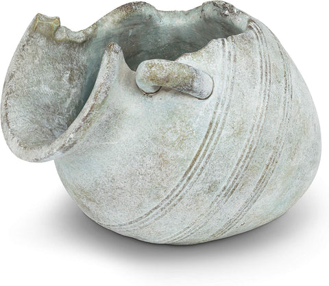 Decorative stone pot with a textured surface on a white background