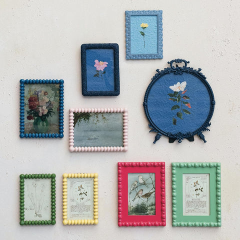 Pewter Photo Frame with Hand Painted Flowers